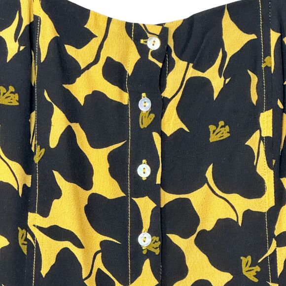 New L*Space Floral Button Front Mykonos Dress Yellow & Black Women Small NWT - Picture 9 of 10